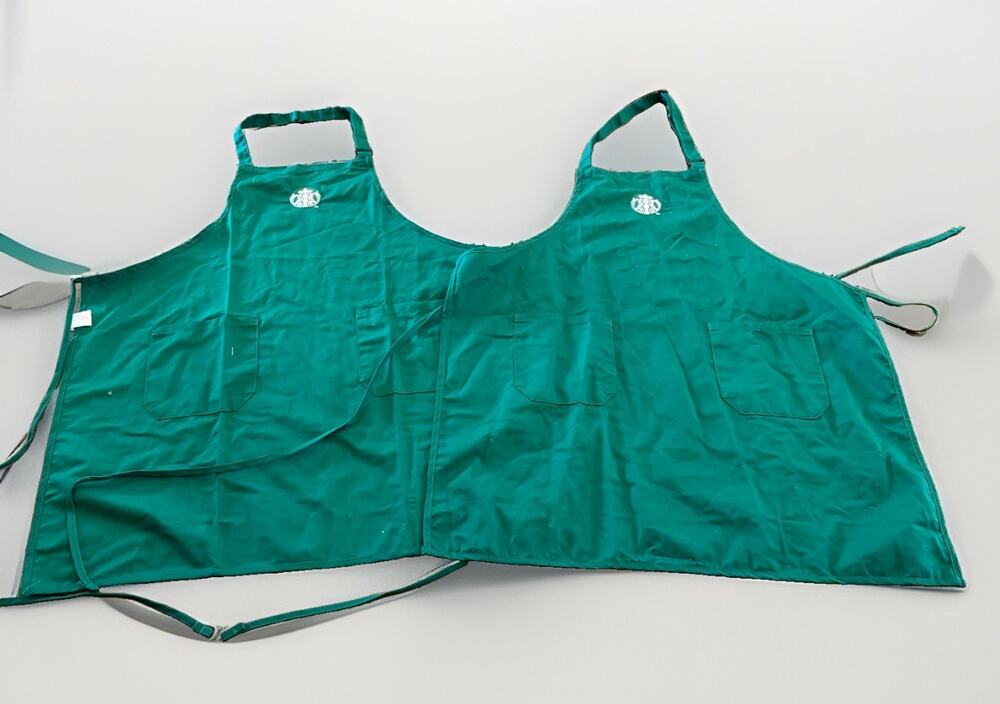 Lot Of 2 Official Starbucks Green Barista Apron Employee Uniform 2-Pocket